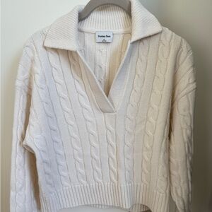 Sunday Best Cream V-Neck Cable Knit Sweater